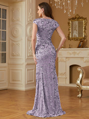 Sequin Decor Mermaid Hem Formal DressL