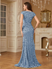 Sequin Decor Mermaid Hem Formal DressL