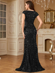 Sequin Decor Mermaid Hem Formal DressL