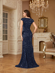 Sequin Decor Mermaid Hem Formal DressL