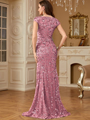 Sequin Decor Mermaid Hem Formal DressL