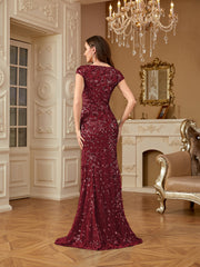 Sequin Decor Mermaid Hem Formal DressL