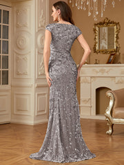 Sequin Decor Mermaid Hem Formal DressL