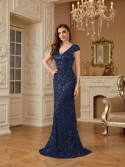 Sequin Decor Mermaid Hem Formal DressL