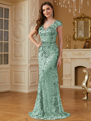 Sequin Decor Mermaid Hem Formal DressL