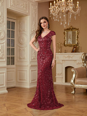 Sequin Decor Mermaid Hem Formal DressL