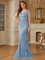 Sequin Decor Mermaid Hem Formal DressL