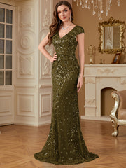 Sequin Decor Mermaid Hem Formal DressL