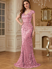 Sequin Decor Mermaid Hem Formal DressL