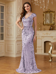 Sequin Decor Mermaid Hem Formal DressL