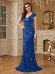 Sequin Decor Mermaid Hem Formal DressL