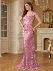 Sequin Decor Mermaid Hem Formal DressL