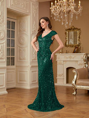 Sequin Decor Mermaid Hem Formal DressL
