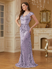 Sequin Decor Mermaid Hem Formal DressL