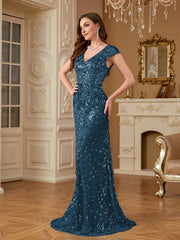 Sequin Decor Mermaid Hem Formal DressL