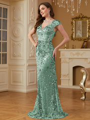 Sequin Decor Mermaid Hem Formal DressL