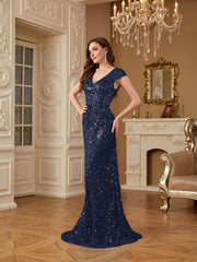 Sequin Decor Mermaid Hem Formal DressL