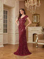 Sequin Decor Mermaid Hem Formal DressL