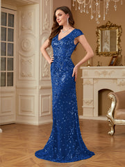 Sequin Decor Mermaid Hem Formal DressL