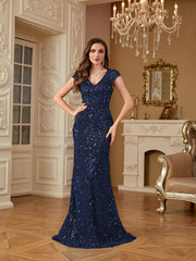 Sequin Decor Mermaid Hem Formal DressL