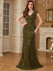 Sequin Decor Mermaid Hem Formal DressL