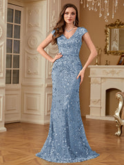Sequin Decor Mermaid Hem Formal DressL
