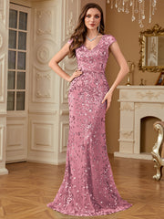 Sequin Decor Mermaid Hem Formal DressL