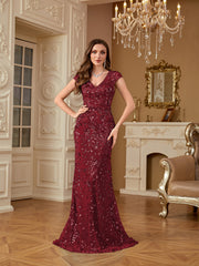 Sequin Decor Mermaid Hem Formal DressL