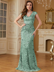 Sequin Decor Mermaid Hem Formal DressL