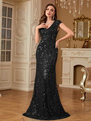 Sequin Decor Mermaid Hem Formal DressL