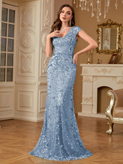 Sequin Decor Mermaid Hem Formal DressL