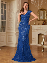Sequin Decor Mermaid Hem Formal DressL
