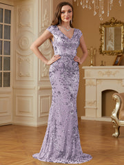 Sequin Decor Mermaid Hem Formal DressL