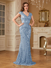 Sequin Decor Mermaid Hem Formal DressL