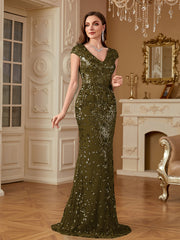 Sequin Decor Mermaid Hem Formal DressL