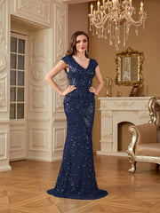 Sequin Decor Mermaid Hem Formal DressL