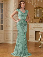 Sequin Decor Mermaid Hem Formal DressL