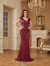 Sequin Decor Mermaid Hem Formal DressL