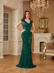 Sequin Decor Mermaid Hem Formal DressL