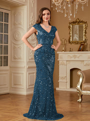 Sequin Decor Mermaid Hem Formal DressL