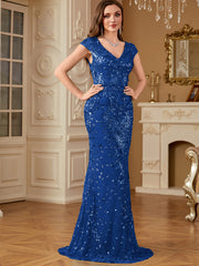 Sequin Decor Mermaid Hem Formal DressL