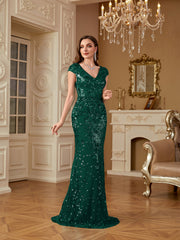 Sequin Decor Mermaid Hem Formal DressL