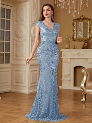 Sequin Decor Mermaid Hem Formal DressL