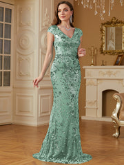 Sequin Decor Mermaid Hem Formal DressL