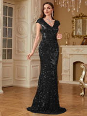 Sequin Decor Mermaid Hem Formal DressL