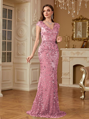 Sequin Decor Mermaid Hem Formal DressL