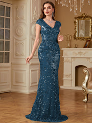 Sequin Decor Mermaid Hem Formal DressL