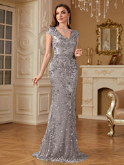Sequin Decor Mermaid Hem Formal DressL