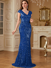 Sequin Decor Mermaid Hem Formal DressL