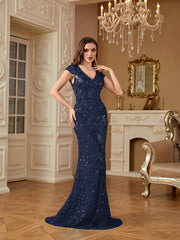 Sequin Decor Mermaid Hem Formal DressL